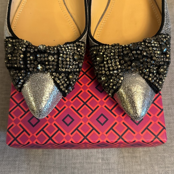 Tory Burch Vanessa Flat with Crystal Bow Detail - Picture 3 of 9